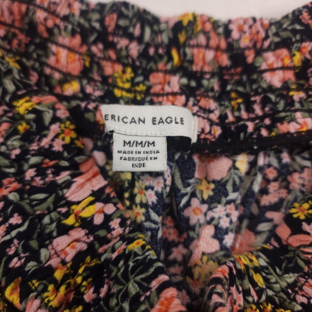 American Eagle Womens M Floral Mini Skirt Ruffle Boho Elastic Waist Pull On - Picture 3 of 8
